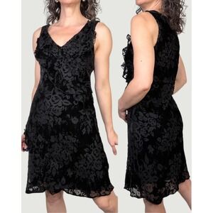Robbie Bee Floral Burnout Velvet Ruffle‎ Dress Vintage Y2K Whimsigoth Goth S